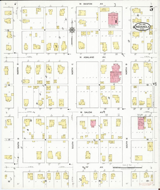 Sanborn Fire Insurance Map from Indianola, Warren County, Iowa (1918), Sheet #0005 - Historic Sanborn Fire Insurance Map Print, vintage old map wall art