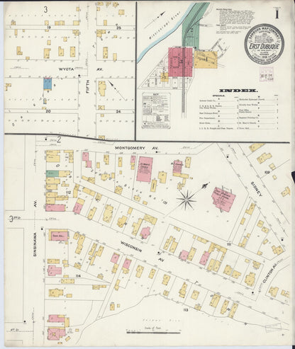 Sanborn Fire Insurance Map from East Dubuque, Jo Daviess County, Illinois (1908), Sheet #0001 - Historic Sanborn Fire Insurance Map Print, vintage old map wall art, antique decor, genealogy gift, Illinois Illinois map