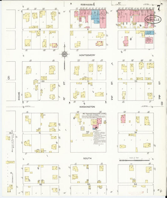 Sanborn Fire Insurance Map from Knoxville, Marion County, Iowa (1913), Sheet #0007 - Historic Sanborn Fire Insurance Map Print, vintage old map wall art