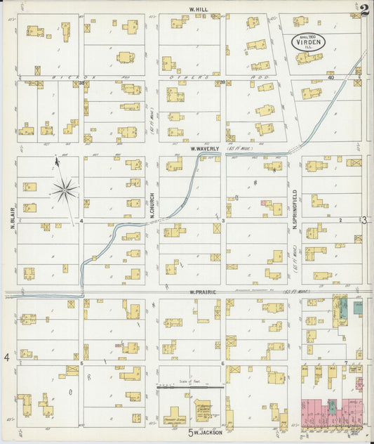 Sanborn Fire Insurance Map from Virden, Macoupin County, Illinois (1900), Sheet #0002 - Historic Sanborn Fire Insurance Map Print, vintage old map wall art, antique decor, genealogy gift, Illinois Illinois map
