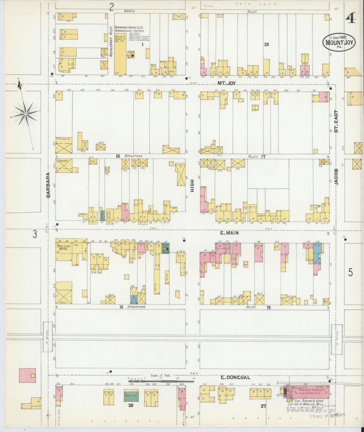 Sanborn Fire Insurance Map from Mount Joy, Lancaster County, Pennsylvania (1902), Sheet #0004 - Complete Map Set gallery image, historic Sanborn map, vintage wall art, Pennsylvania Pennsylvania