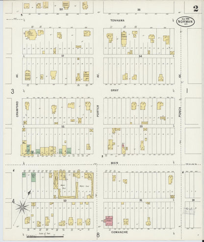Sanborn Fire Insurance Map from Norman, Cleveland County, Oklahoma (1898), Sheet #0002 - Complete Map Set gallery image, historic Sanborn map, vintage wall art, Oklahoma Oklahoma