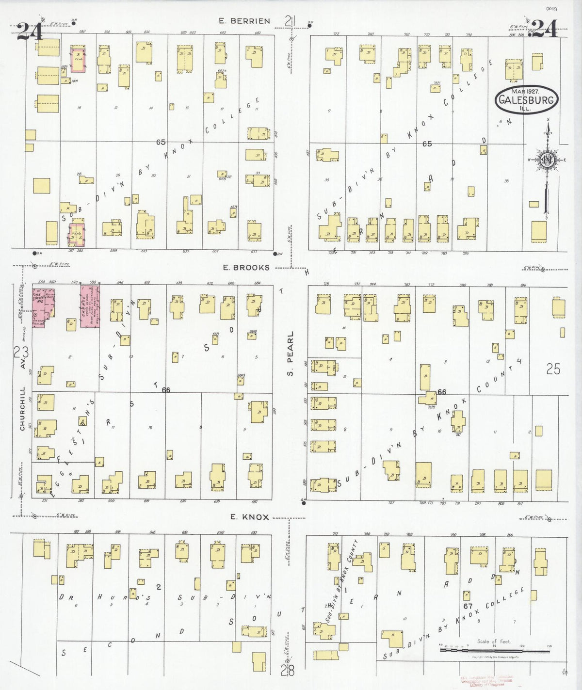Sanborn Fire Insurance Map from Galesburg, Knox County, Illinois (1927), Sheet #0024 - Complete Map Set gallery image, historic Sanborn map, vintage wall art, Illinois Illinois