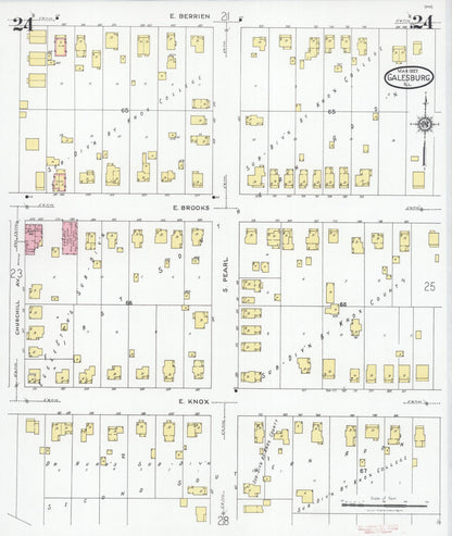Sanborn Fire Insurance Map from Galesburg, Knox County, Illinois (1927), Sheet #0024 - Complete Map Set gallery image, historic Sanborn map, vintage wall art, Illinois Illinois