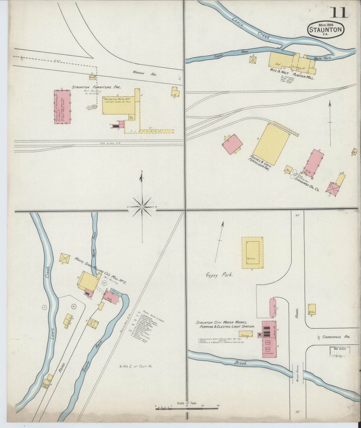 Sanborn Fire Insurance Map from Staunton, Independent Cities, Virginia (1894), Sheet #0011 - Complete Map Set gallery image, historic Sanborn map, vintage wall art, Virginia Virginia