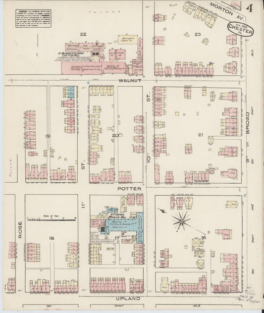 Sanborn Fire Insurance Map from Chester, Delaware County, Pennsylvania (1885), Sheet #0004 - Historic Sanborn Fire Insurance Map Print, vintage old map wall art, antique decor, genealogy gift, Chester Delaware map