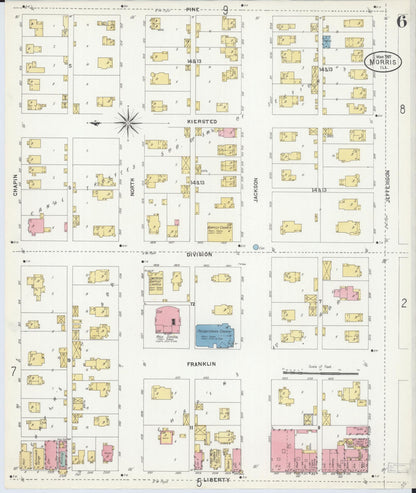 Sanborn Fire Insurance Map from Morris, Grundy County, Illinois (1907), Sheet #0006 - Complete Map Set gallery image, historic Sanborn map, vintage wall art, Illinois Illinois