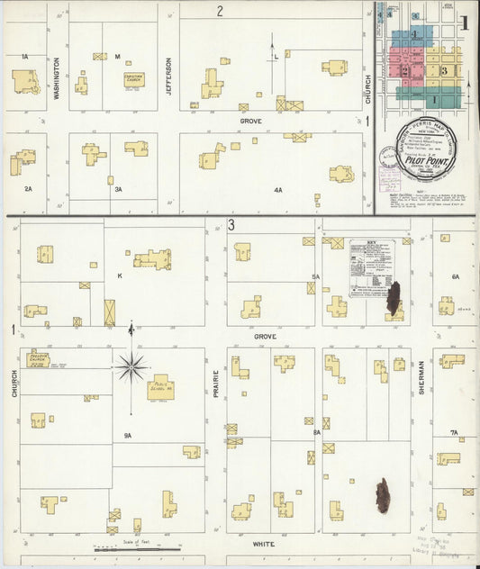 Sanborn Fire Insurance Map from Pilot Point, Denton County, Texas (1901), Sheet #0001 - Complete Map Set gallery image, historic Sanborn map, vintage wall art, Texas Texas