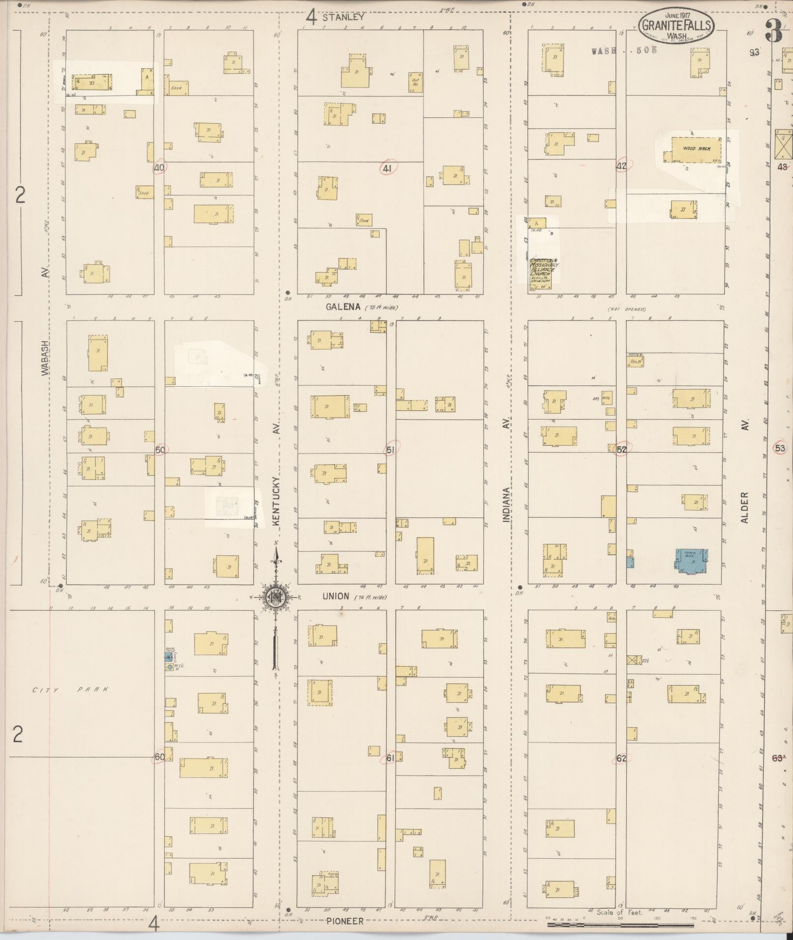 Sanborn Fire Insurance Map from Granite Falls, Snohomish County, Washington (1929), Sheet #0003 - Historic Sanborn Fire Insurance Map Print, vintage old map wall art, antique decor, genealogy gift, Washington Washington map