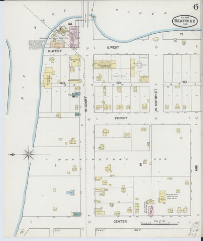 Sanborn Fire Insurance Map from Beatrice, Gage County, Nebraska (1889), Sheet #0006 - Complete Map Set gallery image, historic Sanborn map, vintage wall art, Nebraska Nebraska