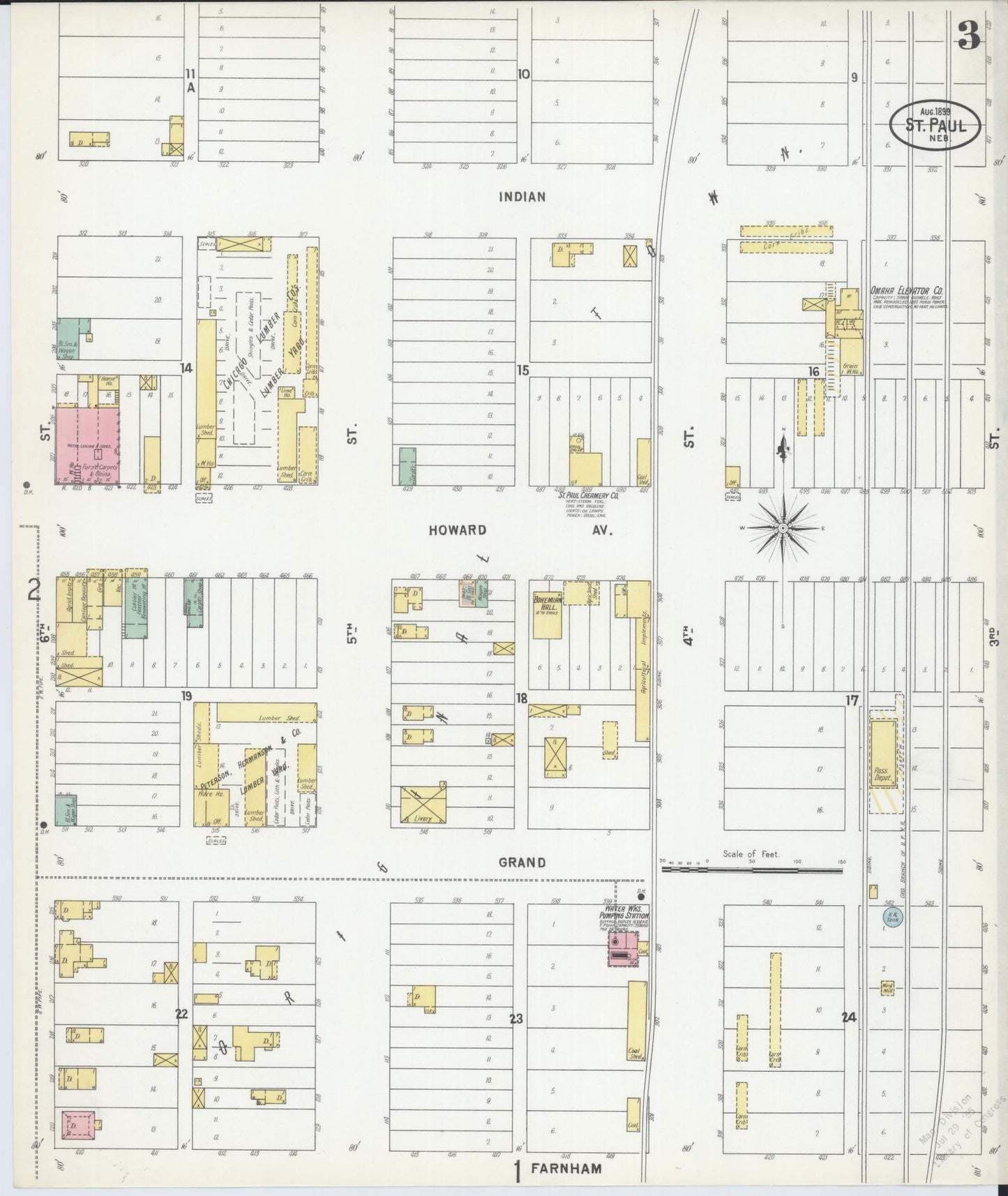 Sanborn Fire Insurance Map from Saint Paul, Howard County, Nebraska (1899), Sheet #0003 - Complete Map Set gallery image, historic Sanborn map, vintage wall art, Nebraska Nebraska