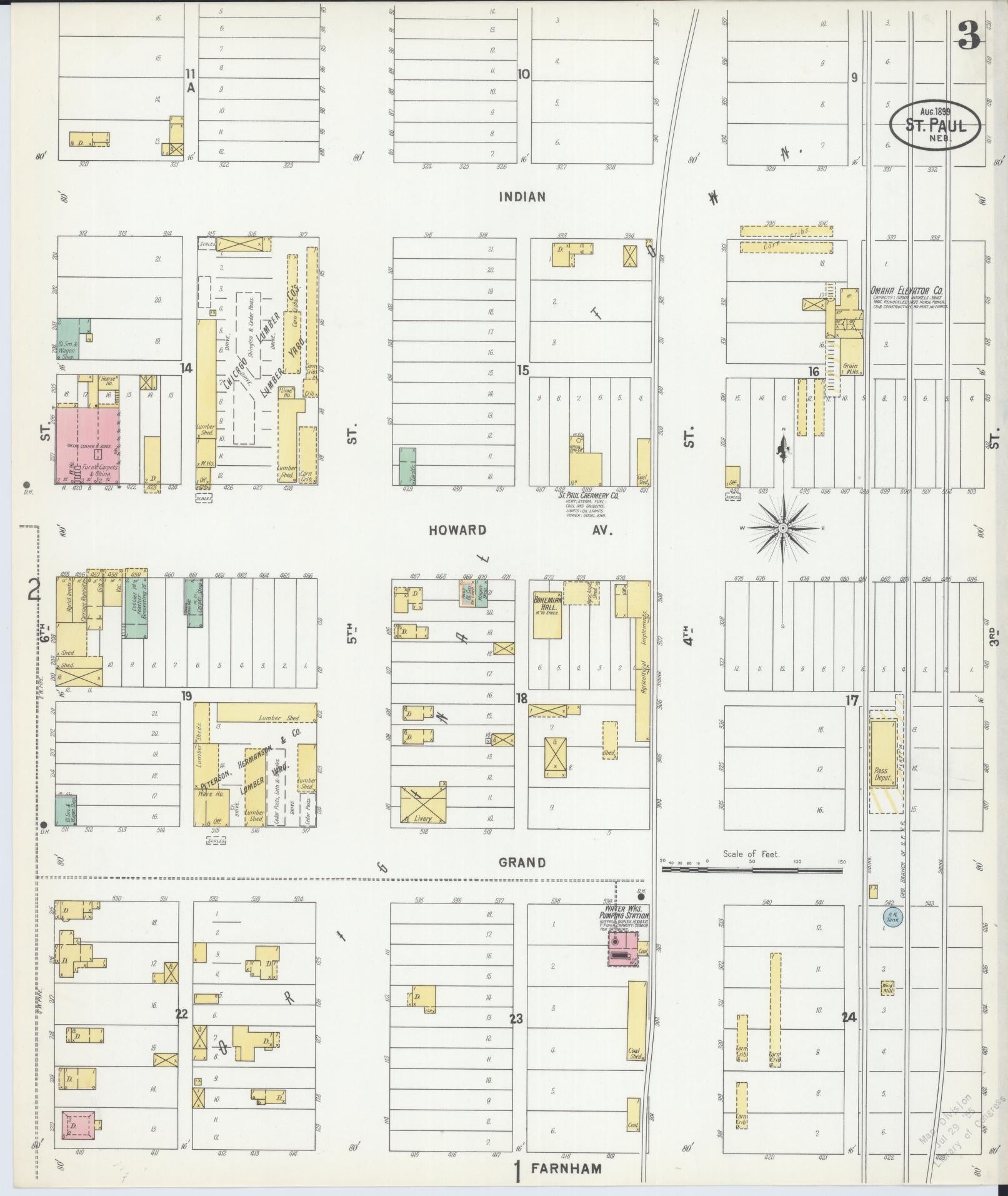 Sanborn Fire Insurance Map from Saint Paul, Howard County, Nebraska (1899), Sheet #0003 - Complete Map Set gallery image, historic Sanborn map, vintage wall art, Nebraska Nebraska