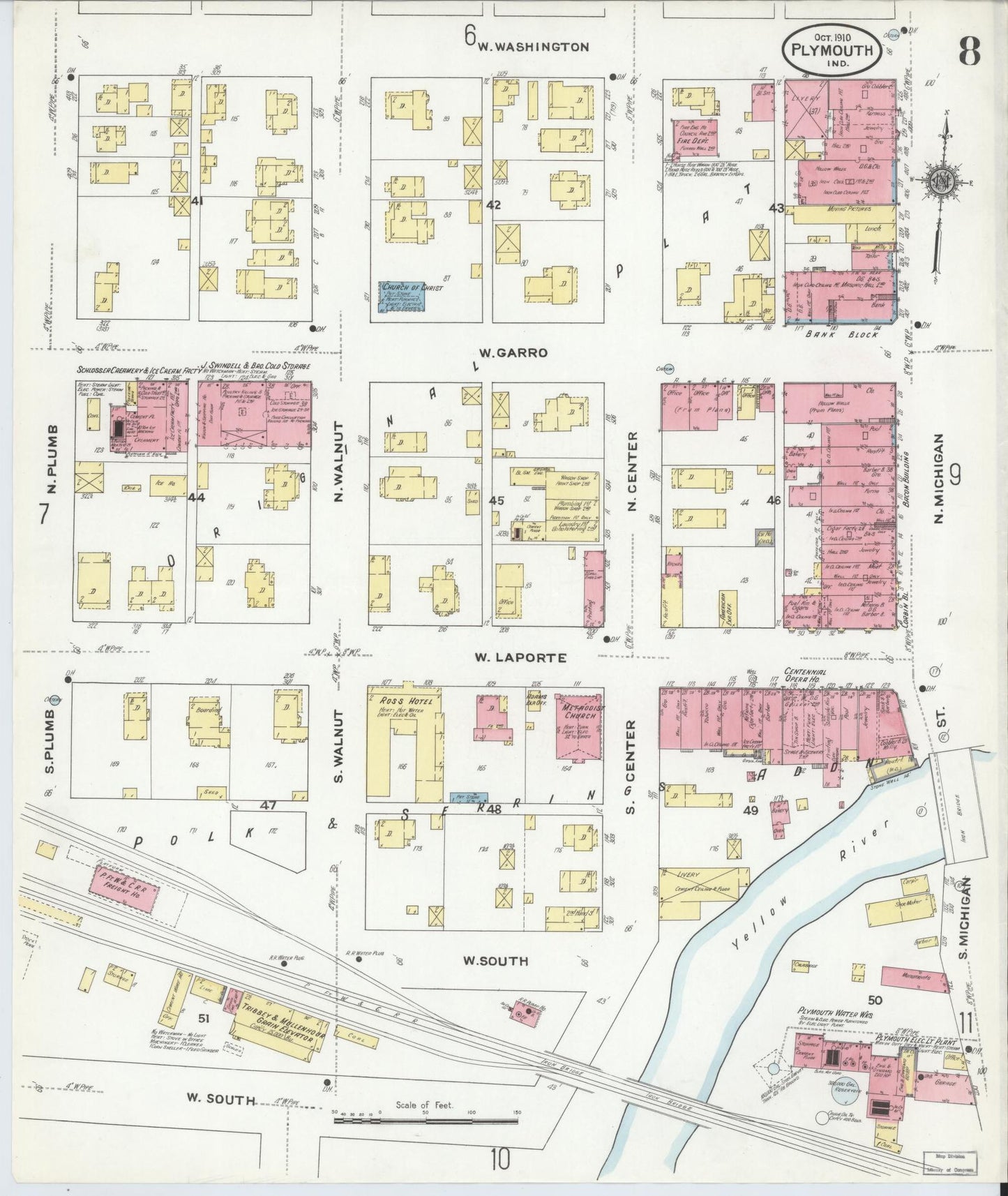 Sanborn Fire Insurance Map from Plymouth, Marhshall County, Indiana (1910), Sheet #0008 - Complete Map Set gallery image, historic Sanborn map, vintage wall art, Indiana Indiana