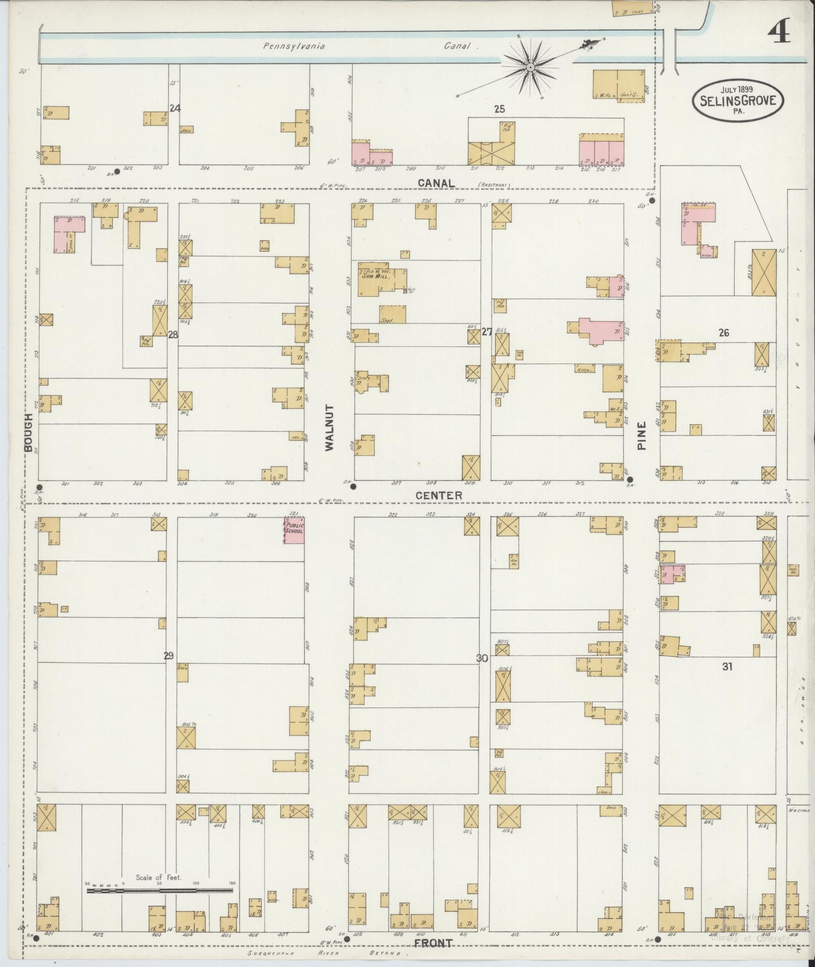 Sanborn Fire Insurance Map from Selins Grove, Snyder County, Pennsylvania (1899), Sheet #0004 - Complete Map Set gallery image, historic Sanborn map, vintage wall art, Pennsylvania Pennsylvania