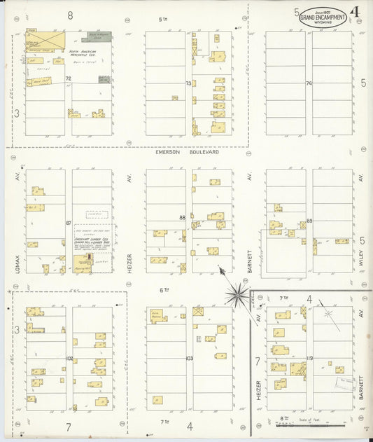 Sanborn Fire Insurance Map from Grand Encampment, Carbon County, Wyoming (1907), Sheet #0004 - Historic Sanborn Fire Insurance Map Print, vintage old map wall art, antique decor, genealogy gift, Wyoming Wyoming map