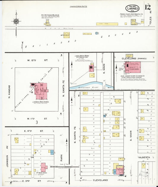 Sanborn Fire Insurance Map from Larned, Pawnee County, Kansas (1920), Sheet #0012 - Historic Sanborn Fire Insurance Map Print, vintage old map wall art, antique decor, genealogy gift, Kansas Kansas map