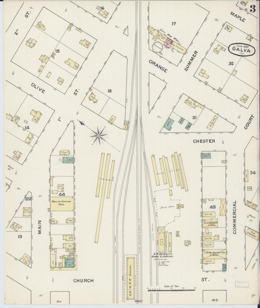 Sanborn Fire Insurance Map from Galva, Henry County, Illinois (1888), Sheet #0003 - Historic Sanborn Fire Insurance Map Print, vintage old map wall art, antique decor, genealogy gift, Illinois Illinois map