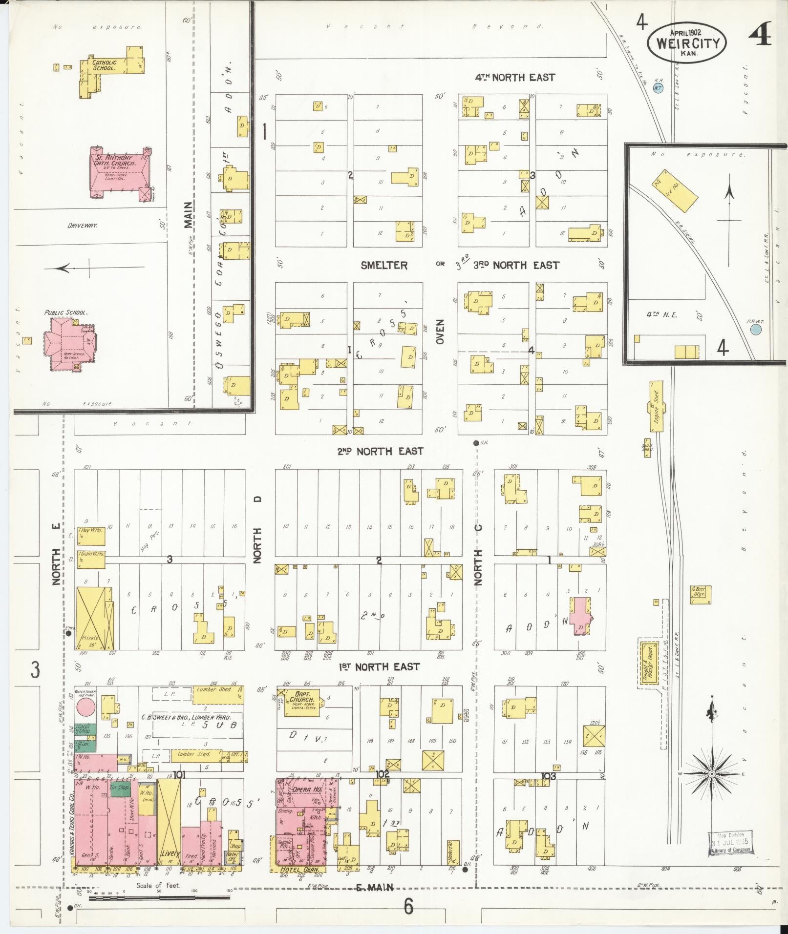 Sanborn Fire Insurance Map from Weir, Cherokee County, Kansas (1902), Sheet #0004 - Complete Map Set gallery image, historic Sanborn map, vintage wall art, Kansas Kansas