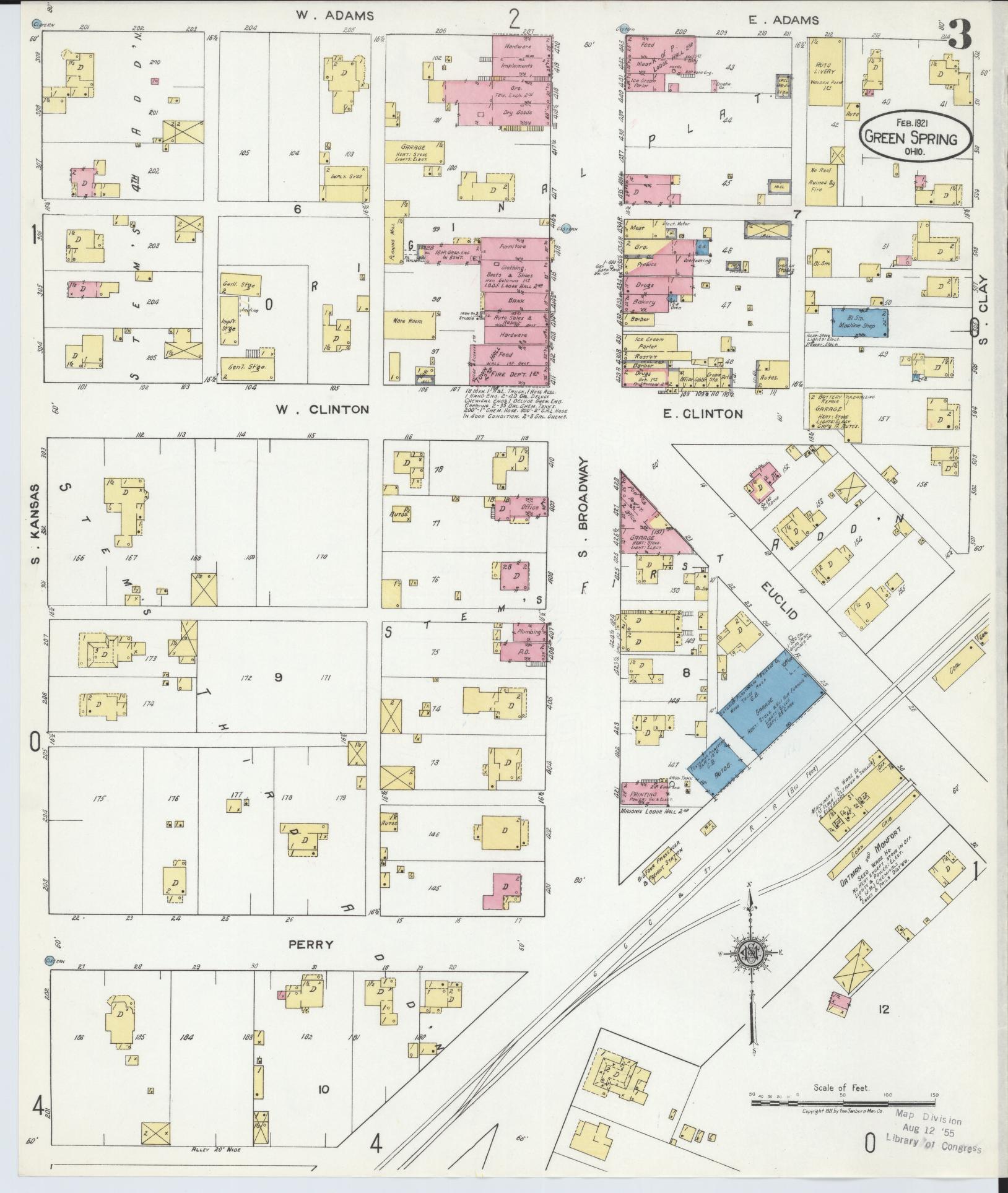 Sanborn Fire Insurance Map from Green Springs, Sandusky And Seneca Counties, Ohio (1921), Sheet #0003 - Historic Sanborn Fire Insurance Map Print, vintage old map wall art, antique decor, genealogy gift, Ohio Ohio map