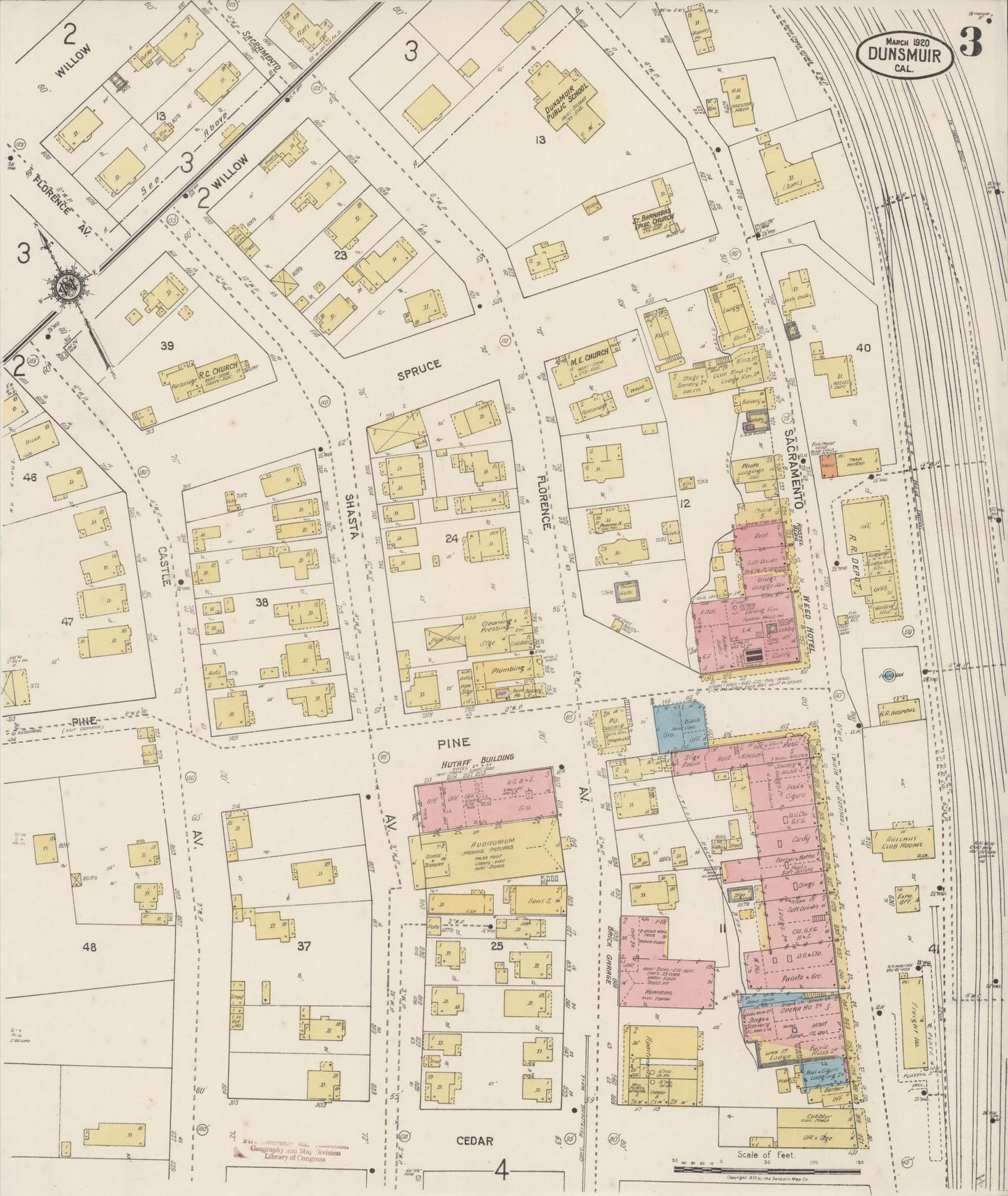 Sanborn Fire Insurance Map from Dunsmuir, Siskiyou County, California (1920), Sheet #0003 - Complete Map Set gallery image, historic Sanborn map, vintage wall art, California California
