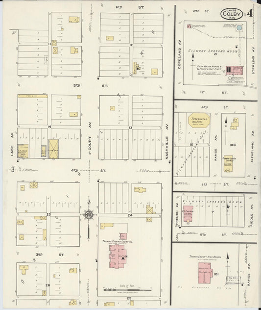 Sanborn Fire Insurance Map from Colby, Thomas County, Kansas (1918), Sheet #0004 - Historic Sanborn Fire Insurance Map Print, vintage old map wall art, antique decor, genealogy gift, Kansas Kansas map