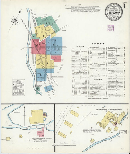 Sanborn Fire Insurance Map from Palmer, Hampden County, Massachusetts. (1906) – Historic Sanborn Fire Insurance Map Print