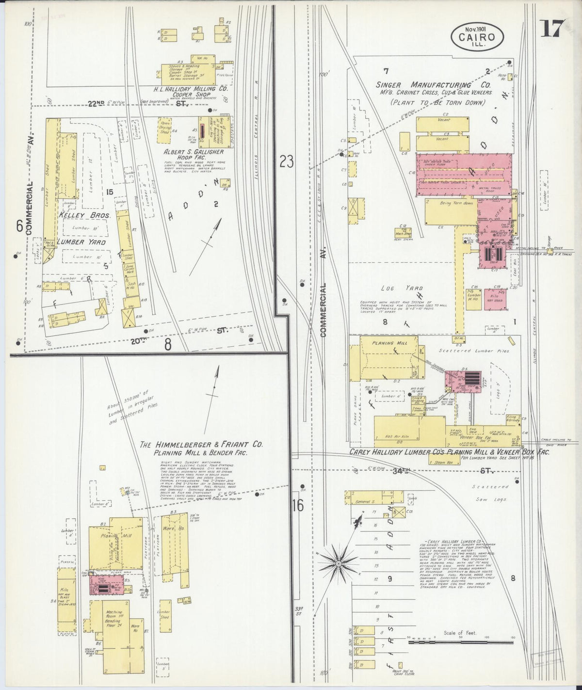 Sanborn Fire Insurance Map from Cairo, Alexander County, Illinois (1901), Sheet #0017 - Complete Map Set gallery image, historic Sanborn map, vintage wall art, Illinois Illinois