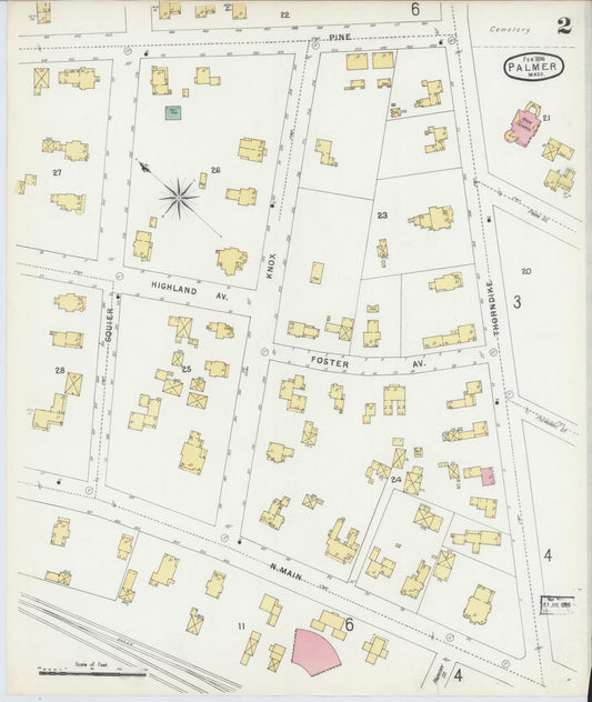 Sanborn Fire Insurance Map from Palmer, Hampden County, Massachusetts (1896), Sheet #0002 - Historic Sanborn Fire Insurance Map Print, vintage old map wall art, antique decor, genealogy gift, Massachusetts Massachusetts map