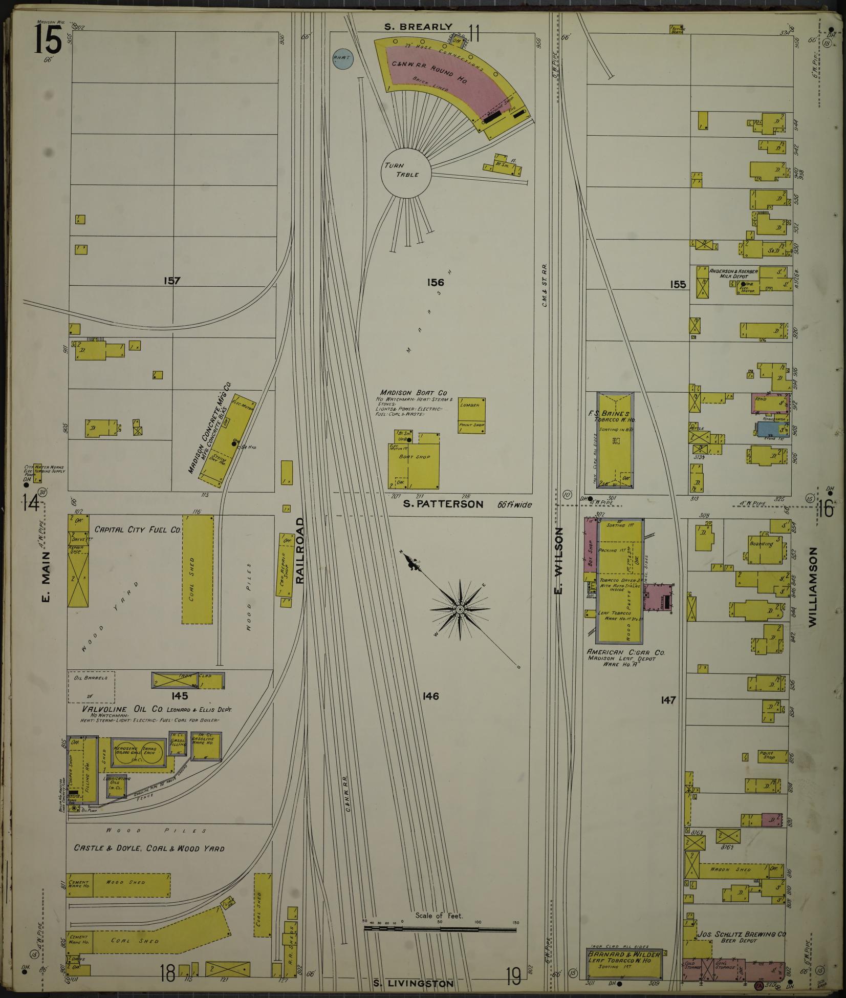 Sanborn Fire Insurance Map from Madison, Dane County, Wisconsin (1908), Sheet #0015 - Historic Sanborn Fire Insurance Map Print, vintage old map wall art, antique decor, genealogy gift, Wisconsin Wisconsin map