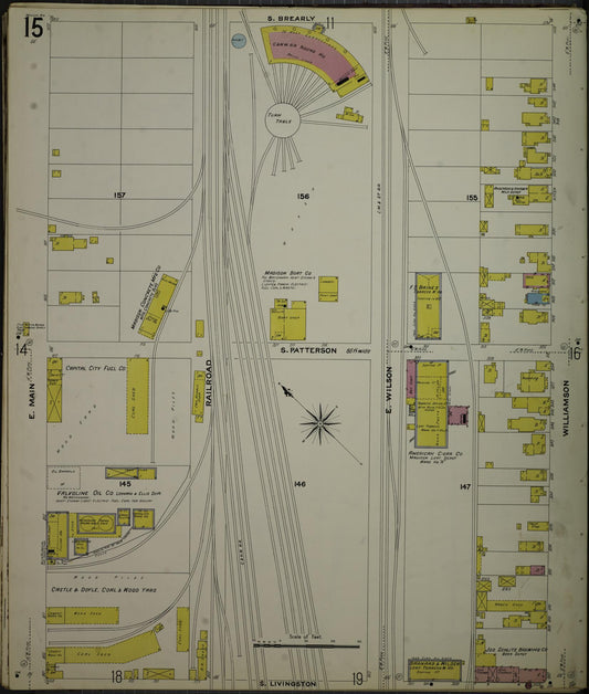 Sanborn Fire Insurance Map from Madison, Dane County, Wisconsin (1908), Sheet #0015 - Historic Sanborn Fire Insurance Map Print, vintage old map wall art, antique decor, genealogy gift, Wisconsin Wisconsin map
