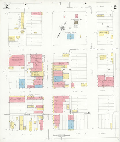 Sanborn Fire Insurance Map from Odessa, Edger County, Texas (1934), Sheet #0002 - Historic Sanborn Fire Insurance Map Print, vintage old map wall art, antique decor, genealogy gift, Texas Texas map