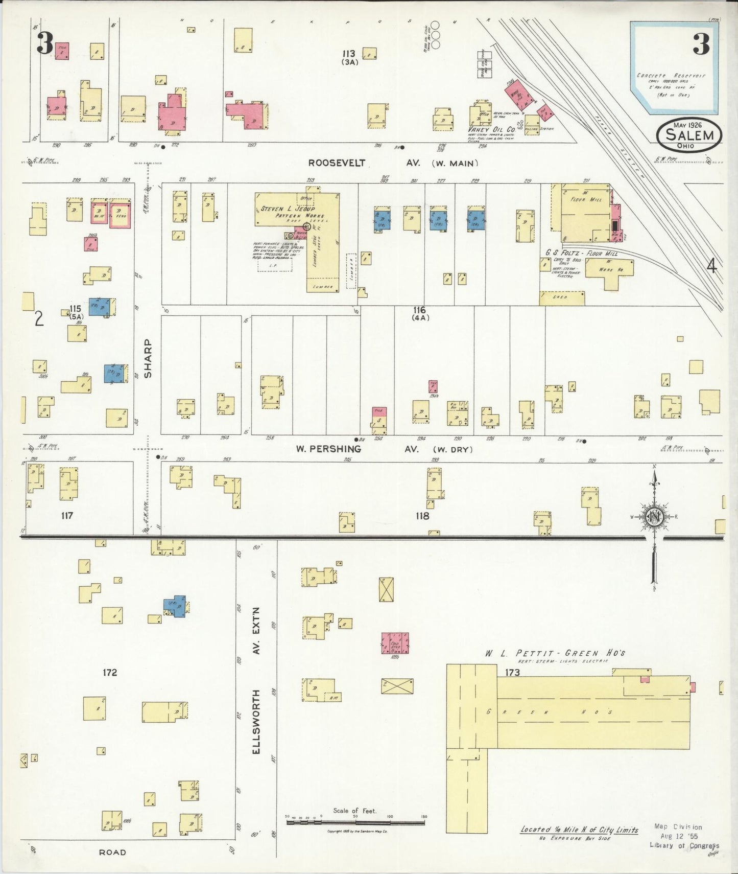 Sanborn Fire Insurance Map from Salem, Columbiana County, Ohio (1926), Sheet #0003 - Complete Map Set gallery image, historic Sanborn map, vintage wall art, Ohio Ohio