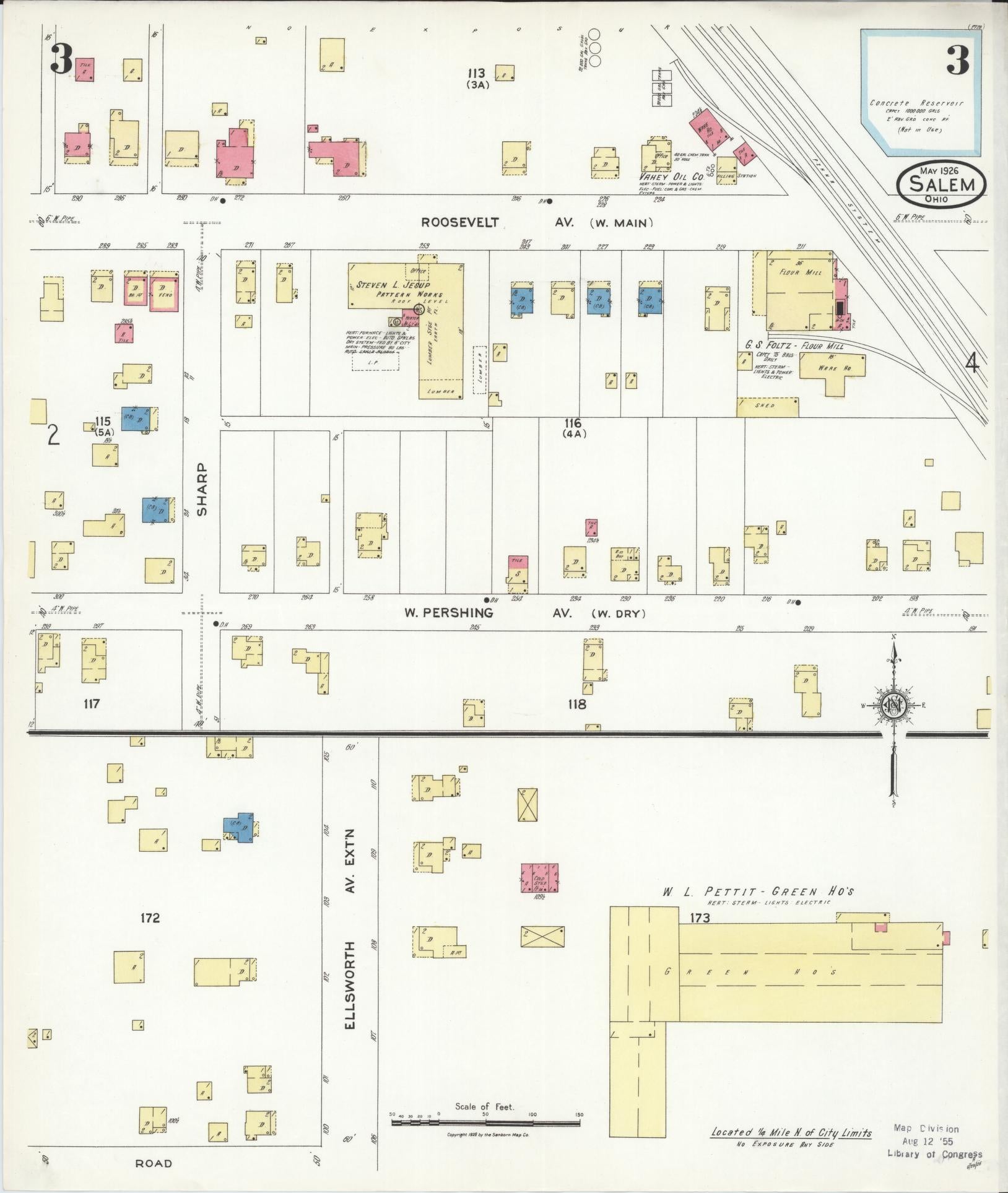 Sanborn Fire Insurance Map from Salem, Columbiana County, Ohio (1926), Sheet #0003 - Complete Map Set gallery image, historic Sanborn map, vintage wall art, Ohio Ohio