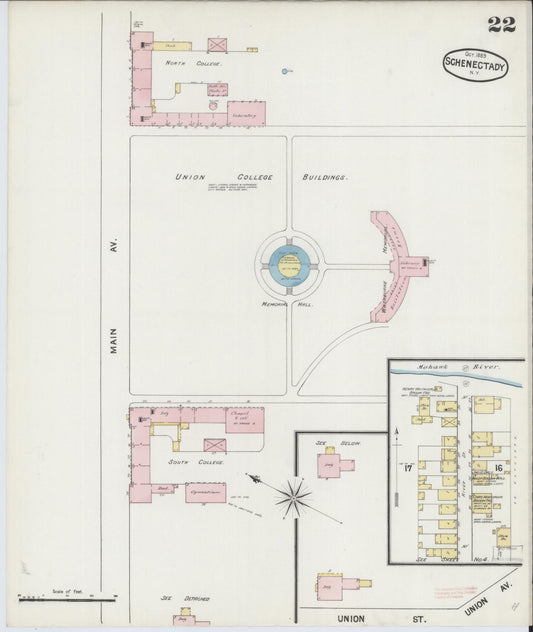 Sanborn Fire Insurance Map from Schenectady, Schenectady County, New York (1889), Sheet #0022 - Historic Sanborn Fire Insurance Map Print, vintage old map wall art, antique decor, genealogy gift, New York New York map
