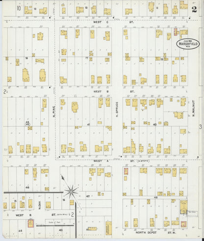 Sanborn Fire Insurance Map from Marshfield, Wood County, Wisconsin (1904), Sheet #0002 - Complete Map Set gallery image, historic Sanborn map, vintage wall art, Wisconsin Wisconsin