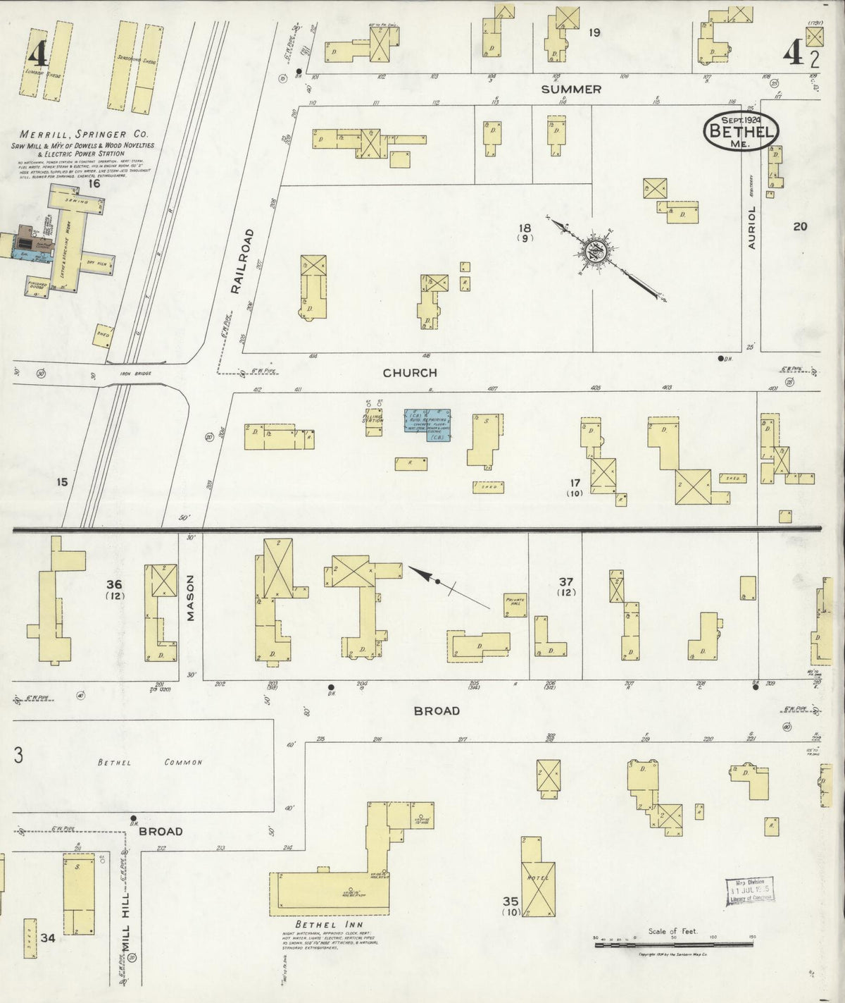 Sanborn Fire Insurance Map from Bethel, Oxford County, Maine (1924), Sheet #0004 - Complete Map Set gallery image, historic Sanborn map, vintage wall art, Maine Maine