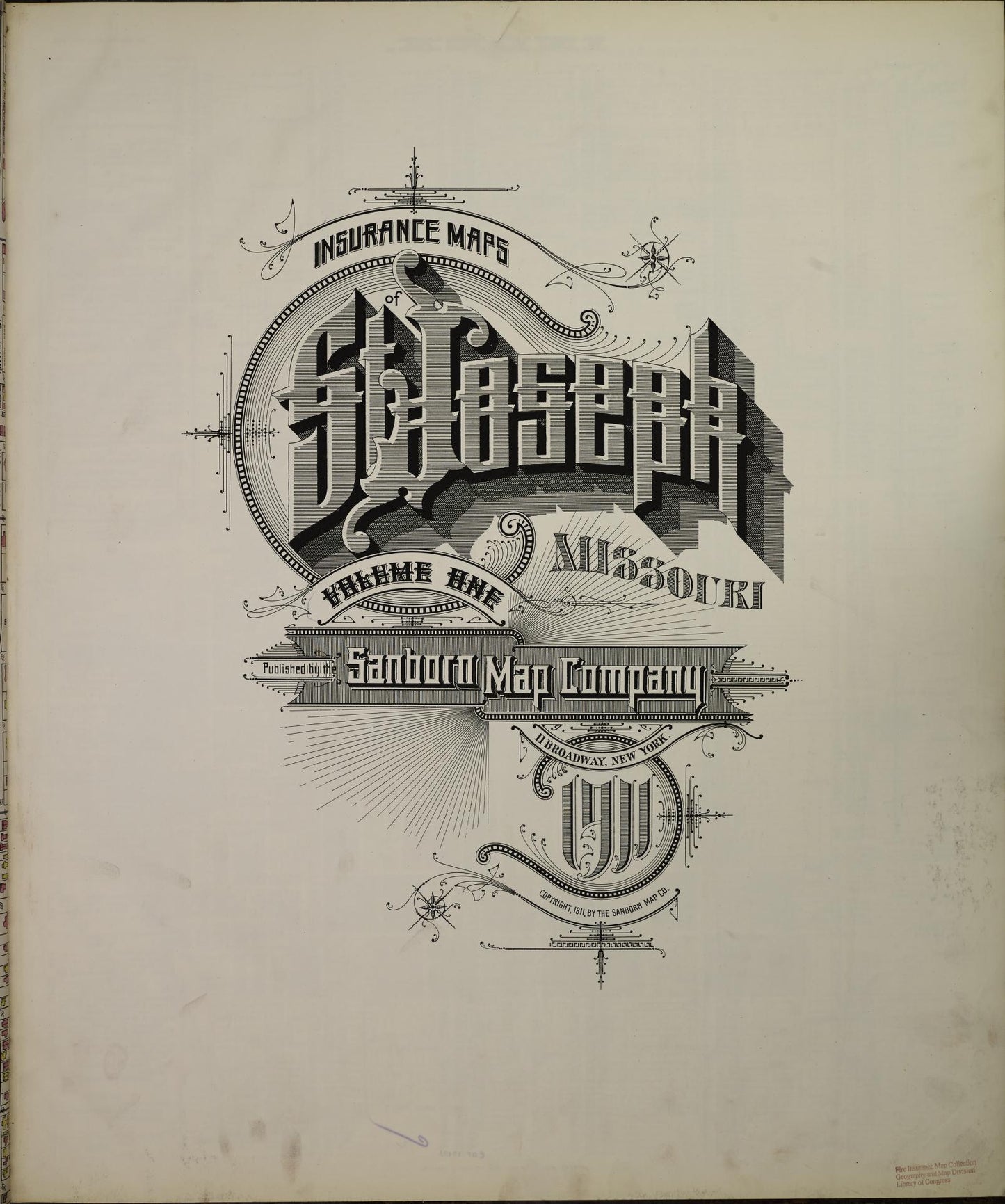 Sanborn Fire Insurance Map from Saint Joseph, Buchanan County, Missouri (1911), Sheet #0001 - Complete Map Set gallery image, historic Sanborn map, vintage wall art, Missouri Missouri