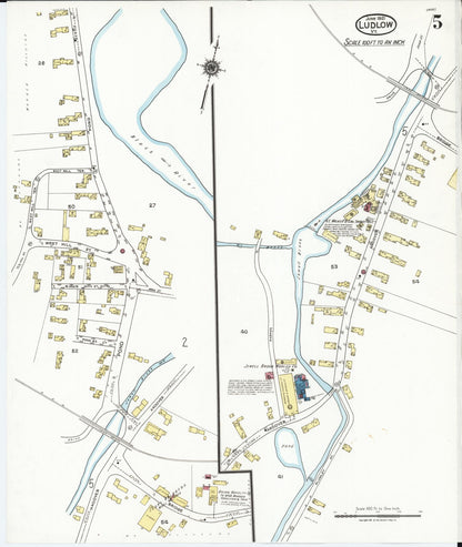 Sanborn Fire Insurance Map from Ludlow, Windsor County, Vermont (1921), Sheet #0005 - Complete Map Set gallery image, historic Sanborn map, vintage wall art, Vermont Vermont