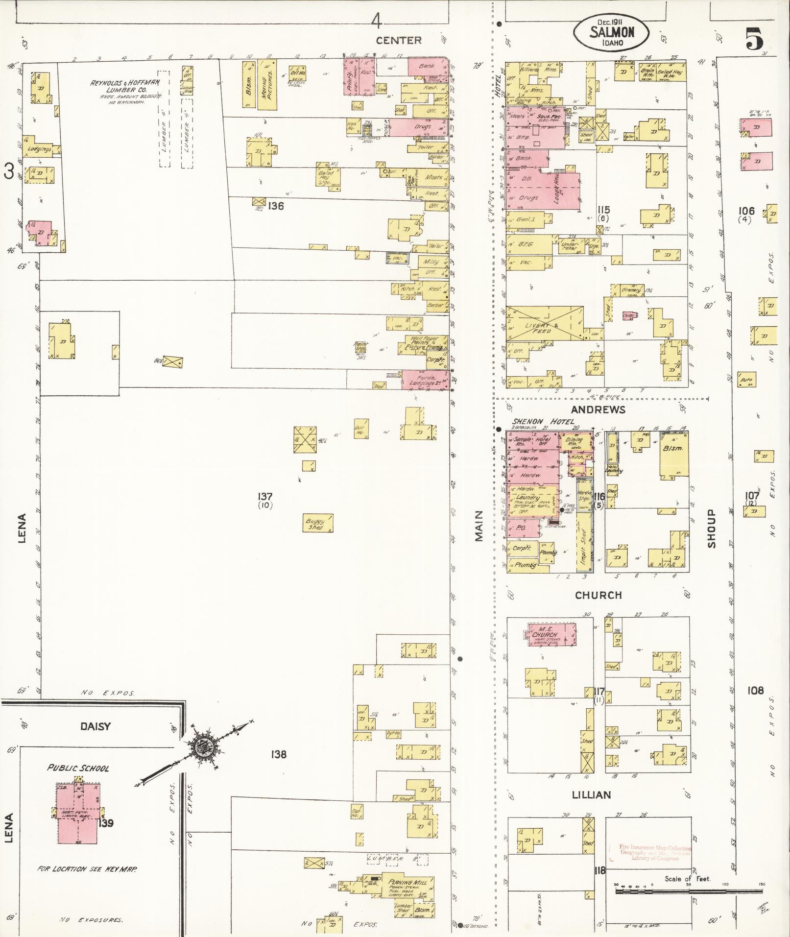 Sanborn Fire Insurance Map from Salmon City, Lemhi County, Idaho (1911), Sheet #0005 - Historic Sanborn Fire Insurance Map Print, vintage old map wall art, antique decor, genealogy gift, Idaho Idaho map