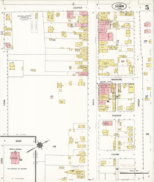 Sanborn Fire Insurance Map from Salmon City, Lemhi County, Idaho (1911), Sheet #0005 - Historic Sanborn Fire Insurance Map Print, vintage old map wall art, antique decor, genealogy gift, Idaho Idaho map