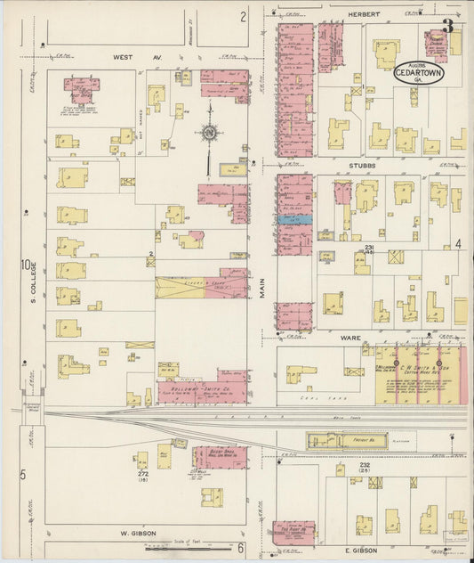 Sanborn Fire Insurance Map from Cedartown, Polk County, Georgia (1915), Sheet #0003 - Historic Sanborn Fire Insurance Map Print, vintage old map wall art, antique decor, genealogy gift, Georgia Georgia map