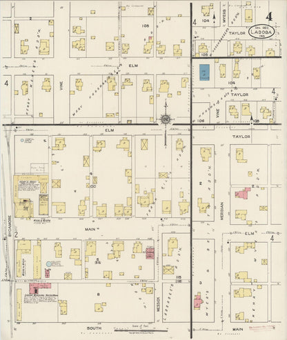 Sanborn Fire Insurance Map from Ladoga, Montgomery County, Indiana (1922), Sheet #0004 - Historic Sanborn Fire Insurance Map Print, vintage old map wall art, antique decor, genealogy gift, Indiana Indiana map