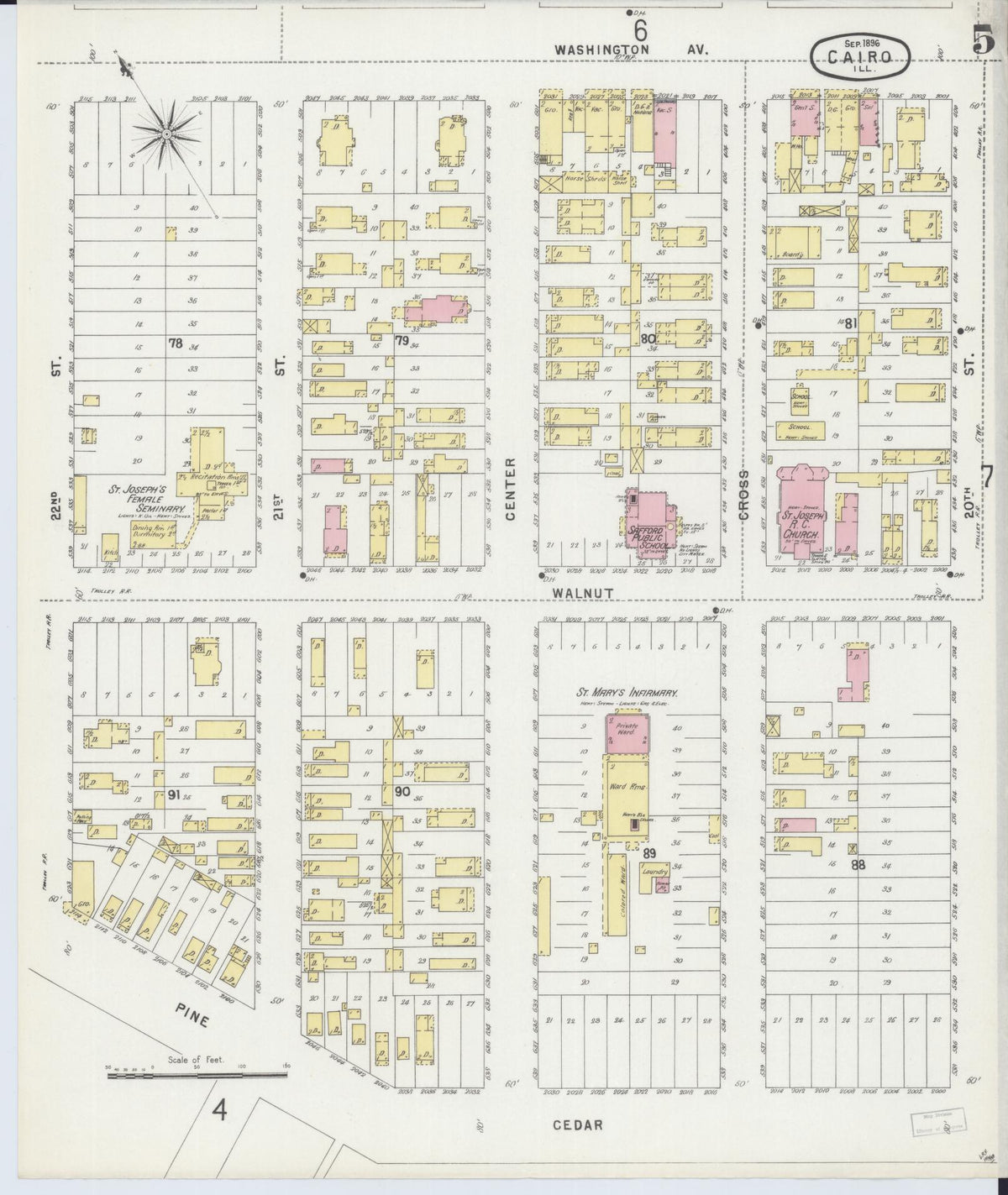Sanborn Fire Insurance Map from Cairo, Alexander County, Illinois (1896), Sheet #0005 - Complete Map Set gallery image, historic Sanborn map, vintage wall art, Illinois Illinois