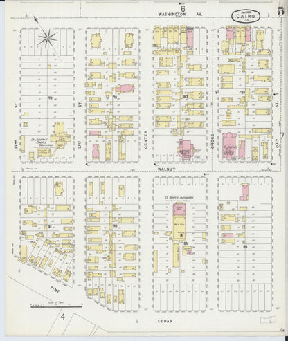 Sanborn Fire Insurance Map from Cairo, Alexander County, Illinois (1896), Sheet #0005 - Complete Map Set gallery image, historic Sanborn map, vintage wall art, Illinois Illinois