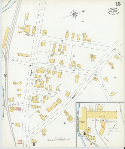 Sanborn Fire Insurance Map from Barre, Washington County, Vermont (1900), Sheet #0013 - Complete Map Set gallery image, historic Sanborn map, vintage wall art, Vermont Vermont