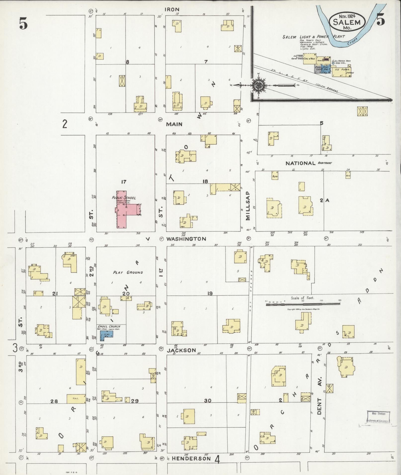 Sanborn Fire Insurance Map from Salem, Dent County, Missouri (1924), Sheet #0005 - Complete Map Set gallery image, historic Sanborn map, vintage wall art, Missouri Missouri