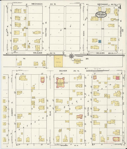 Sanborn Fire Insurance Map from Fremont, Newaygo County, Michigan (1921), Sheet #0004 - Complete Map Set gallery image, historic Sanborn map, vintage wall art, Michigan Michigan