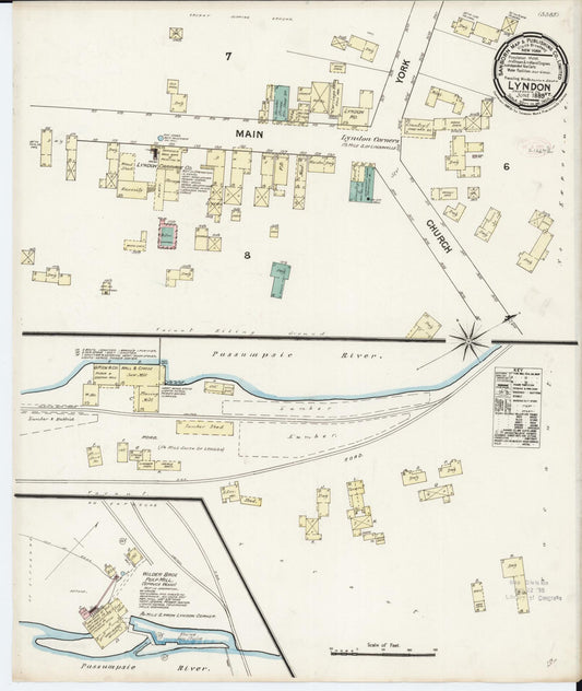 Sanborn Fire Insurance Map from Lyndon, Caledonia County, Vermont (1889), Sheet #0001 - Historic Sanborn Fire Insurance Map Print, vintage old map wall art, antique decor, genealogy gift, Vermont Vermont map