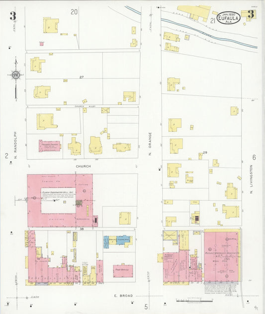 Sanborn Fire Insurance Map from Eufaula, Barbour County, Alabama (1930), Sheet #0003 - Historic Sanborn Fire Insurance Map Print, vintage old map wall art, antique decor, genealogy gift, Alabama Alabama map