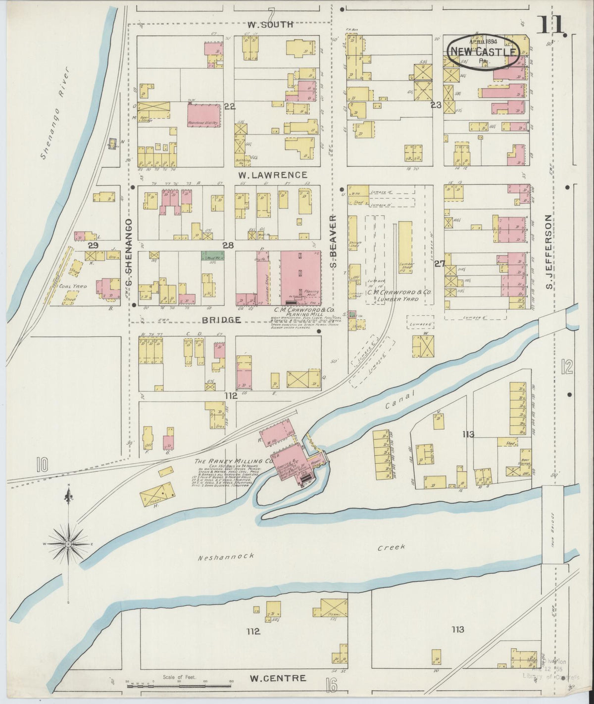 Sanborn Fire Insurance Map from New Castle, Lawrence County, Pennsylvania (1894), Sheet #0011 - Complete Map Set gallery image, historic Sanborn map, vintage wall art, Pennsylvania Pennsylvania